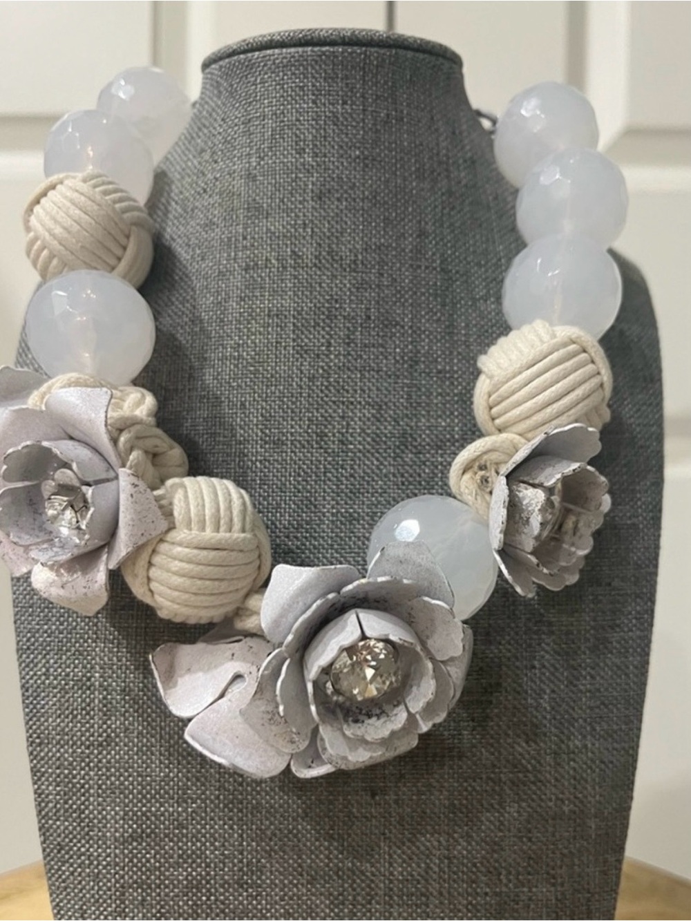 Weekend Max Mara Cream and White Floral  Necklace